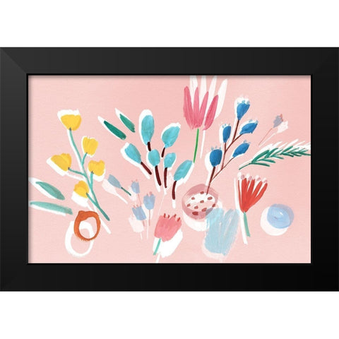 Flowing Florals  Black Modern Wood Framed Art Print by Isabelle Z