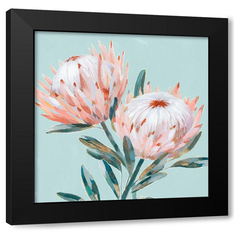 King Protea I Mint Version  Black Modern Wood Framed Art Print with Double Matting by Isabelle Z