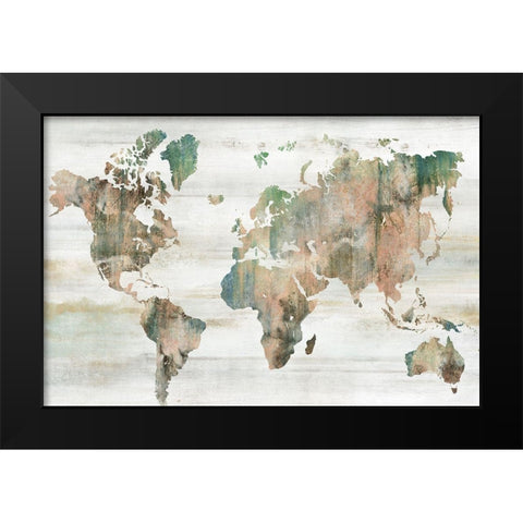 Map of the World  Black Modern Wood Framed Art Print by Isabelle Z