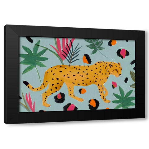 Walking Cheetah II  Black Modern Wood Framed Art Print by Isabelle Z