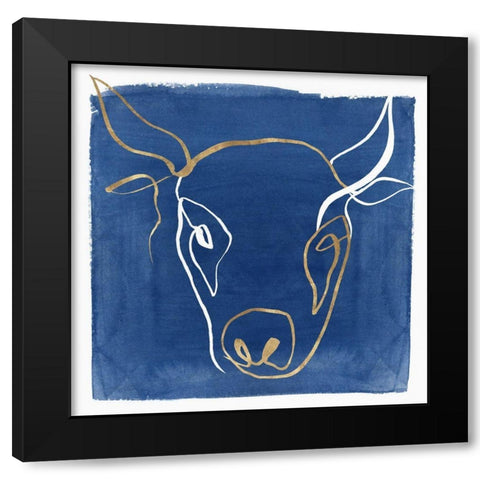 Indigo Ox  Black Modern Wood Framed Art Print with Double Matting by Isabelle Z