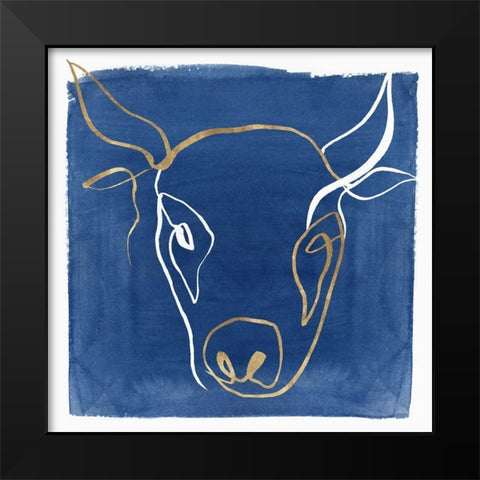 Indigo Ox  Black Modern Wood Framed Art Print by Isabelle Z