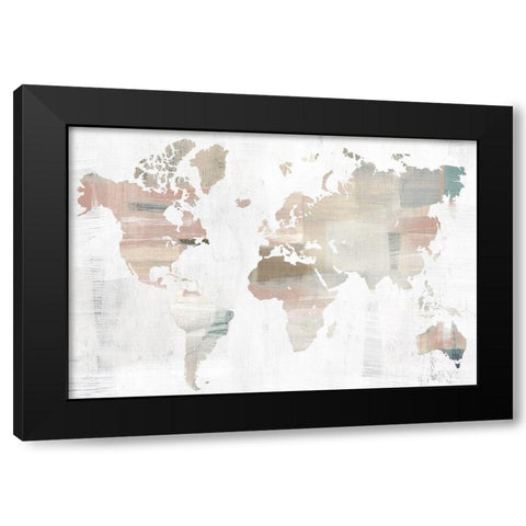 World Travelers Map  Black Modern Wood Framed Art Print with Double Matting by Isabelle Z