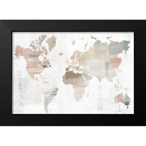 World Travelers Map  Black Modern Wood Framed Art Print by Isabelle Z