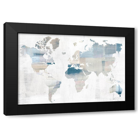 World Travelers Map Blue VersionÂ  Black Modern Wood Framed Art Print with Double Matting by Isabelle Z