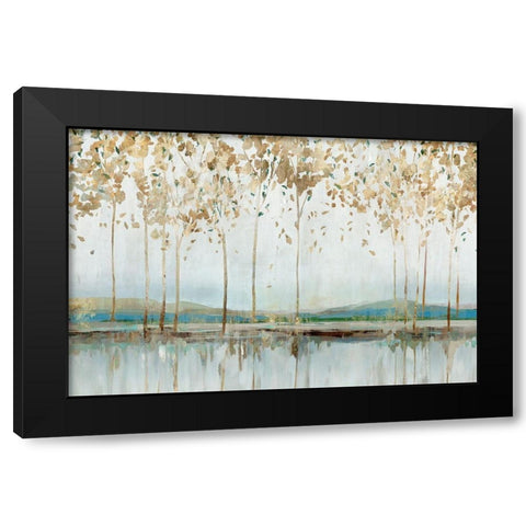Golden Whisper Black Modern Wood Framed Art Print with Double Matting by Isabelle Z