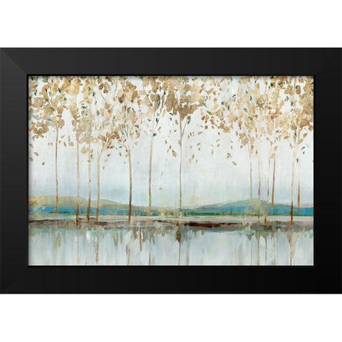 Golden Whisper Black Modern Wood Framed Art Print by Isabelle Z
