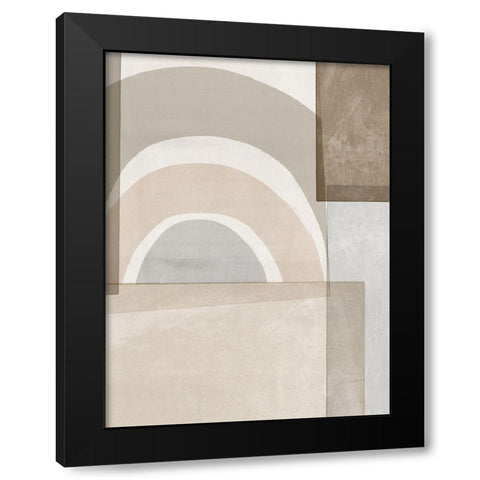 Beige Color Blocks Black Modern Wood Framed Art Print by Isabelle Z