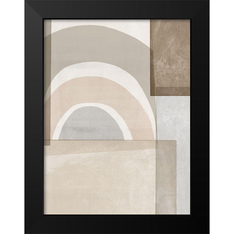Beige Color Blocks Black Modern Wood Framed Art Print by Isabelle Z