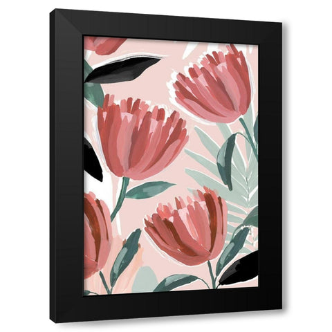 Dreamy Petals II Black Modern Wood Framed Art Print with Double Matting by Isabelle Z