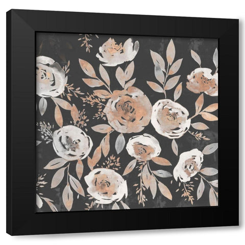 Midnight Blooms Black Modern Wood Framed Art Print with Double Matting by Isabelle Z