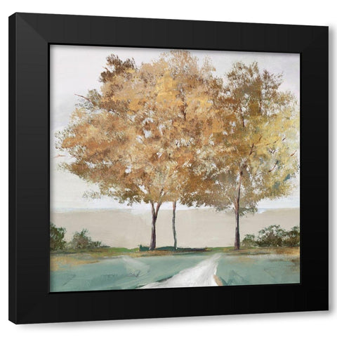 Golden Forest Shimmer  Black Modern Wood Framed Art Print with Double Matting by Isabelle Z