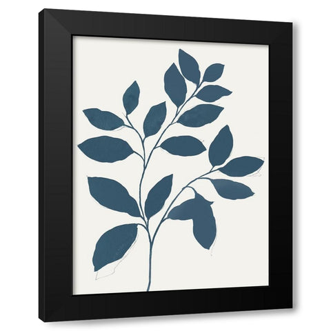Blue Twig I Black Modern Wood Framed Art Print by Isabelle Z