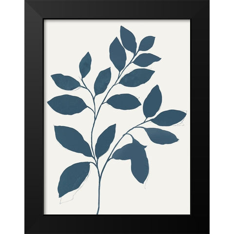 Blue Twig I Black Modern Wood Framed Art Print by Isabelle Z