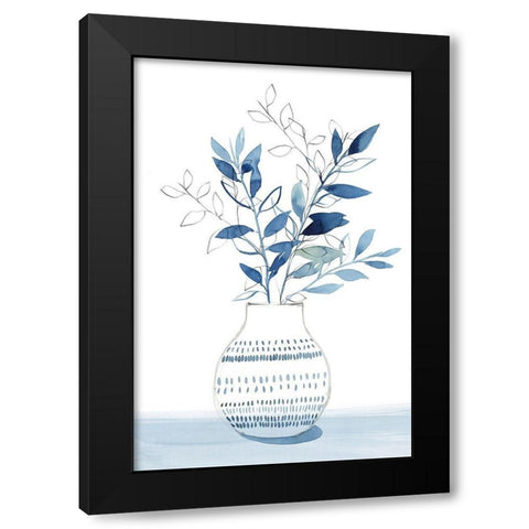 Indigo Bouquet I Black Modern Wood Framed Art Print with Double Matting by Isabelle Z