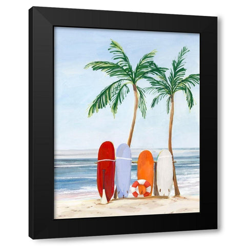 Wave Catchers Black Modern Wood Framed Art Print by Isabelle Z