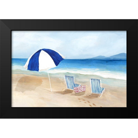 Blue Parasol Black Modern Wood Framed Art Print by Isabelle Z