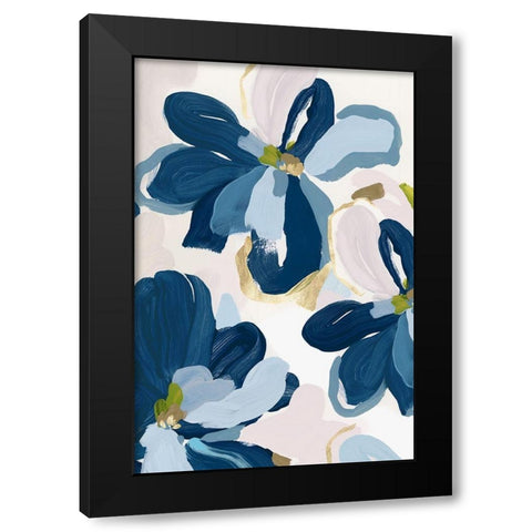 Cobalt Florals II Black Modern Wood Framed Art Print with Double Matting by Isabelle Z