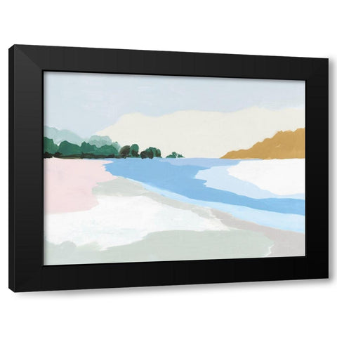 Soft Coastal II Black Modern Wood Framed Art Print with Double Matting by Isabelle Z