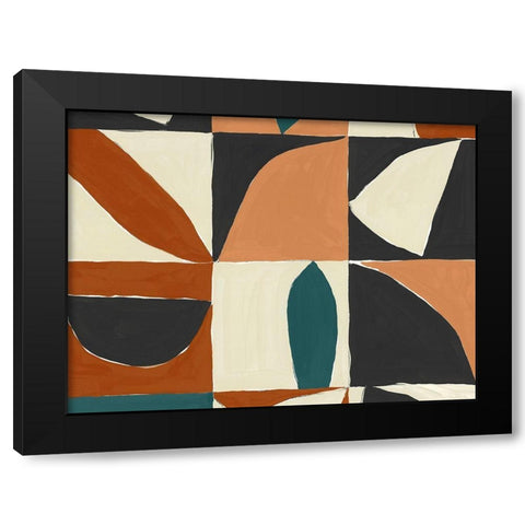 Teal Mayan I  Black Modern Wood Framed Art Print with Double Matting by Isabelle Z