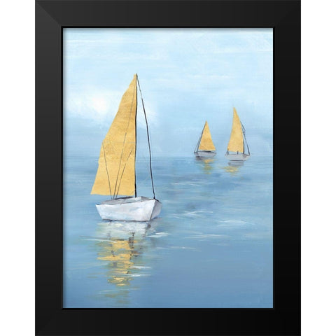Golden Sail I  Black Modern Wood Framed Art Print by Isabelle Z
