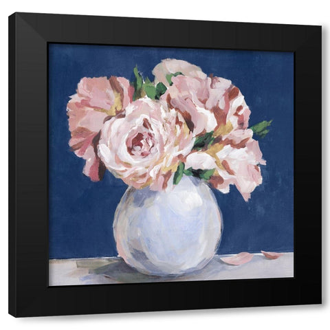 Sweet Peonies  in Vase Black Modern Wood Framed Art Print with Double Matting by Isabelle Z