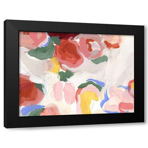 Pastel Flowers I Black Modern Wood Framed Art Print with Double Matting by Isabelle Z