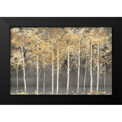 Golden Forest Light  Black Modern Wood Framed Art Print by Isabelle Z