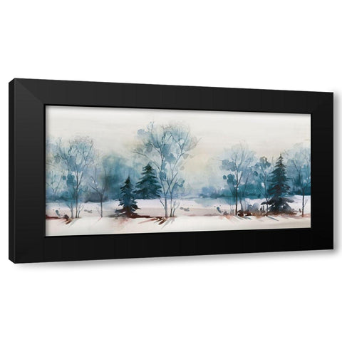 Dusty Blue I  Black Modern Wood Framed Art Print with Double Matting by Isabelle Z