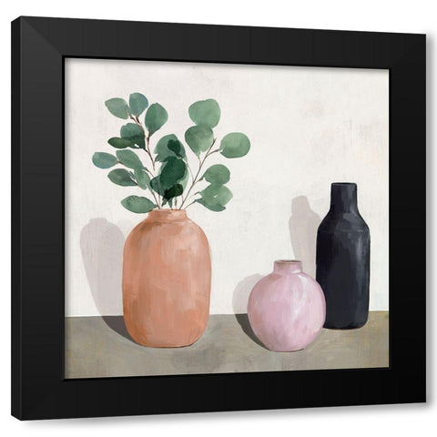 Three Vases  Black Modern Wood Framed Art Print with Double Matting by Isabelle Z