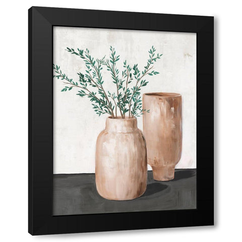 Blissful Vases  Black Modern Wood Framed Art Print with Double Matting by Isabelle Z