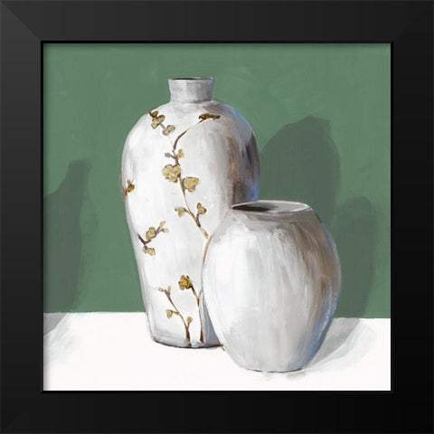 White Vases  Black Modern Wood Framed Art Print by Isabelle Z