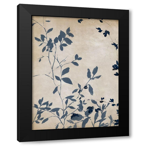 Indigo leaves Touch I Black Modern Wood Framed Art Print with Double Matting by Isabelle Z