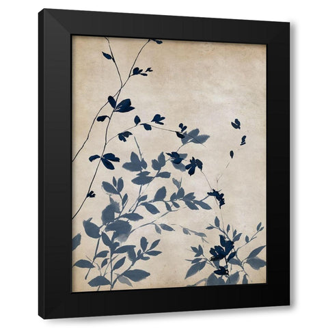 Indigo leaves Touch II Black Modern Wood Framed Art Print with Double Matting by Isabelle Z