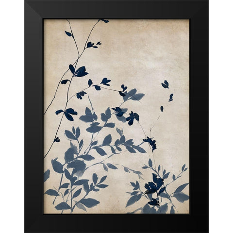 Indigo leaves Touch II Black Modern Wood Framed Art Print by Isabelle Z