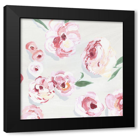 Pink Rose Garden I Black Modern Wood Framed Art Print with Double Matting by Isabelle Z
