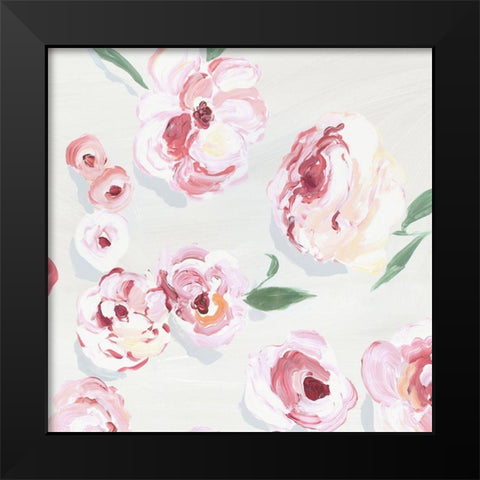 Pink Rose Garden I Black Modern Wood Framed Art Print by Isabelle Z