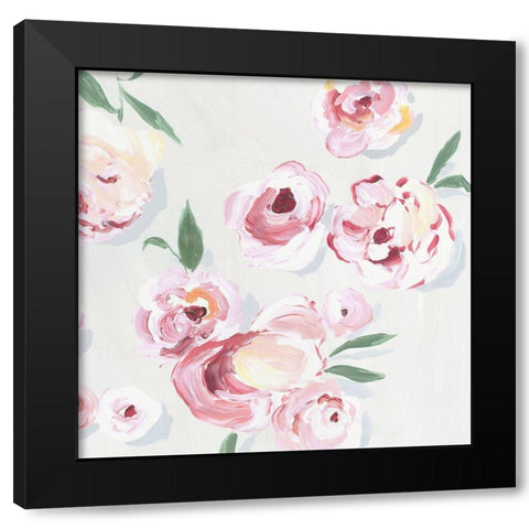 Pink Rose Garden II Black Modern Wood Framed Art Print with Double Matting by Isabelle Z
