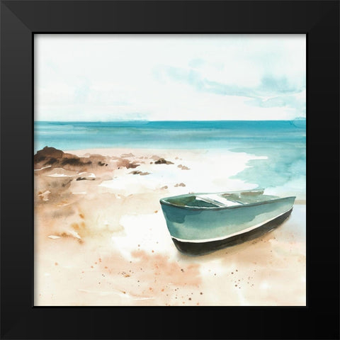 Little boat on the Shore I Black Modern Wood Framed Art Print by Isabelle Z