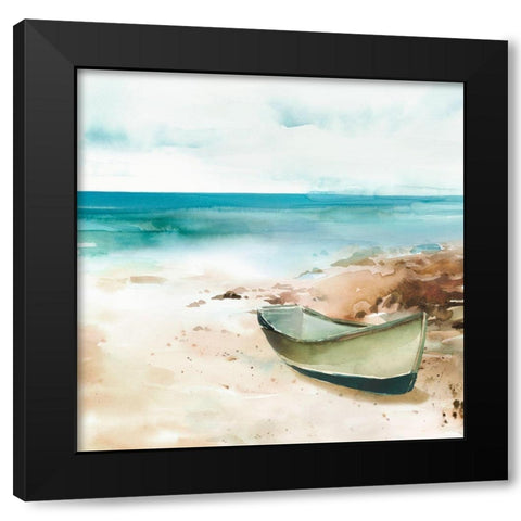 Little boat on the Shore II Black Modern Wood Framed Art Print by Isabelle Z