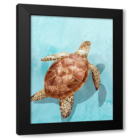 Ocean Deep Turtle I Black Modern Wood Framed Art Print by Isabelle Z