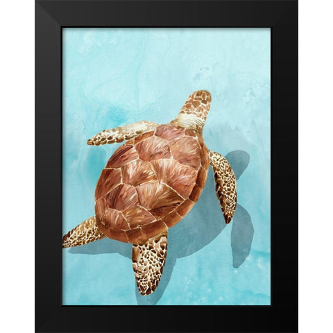 Ocean Deep Turtle I Black Modern Wood Framed Art Print by Isabelle Z