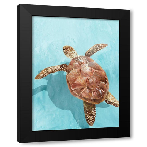 Ocean Deep Turtle II Black Modern Wood Framed Art Print by Isabelle Z