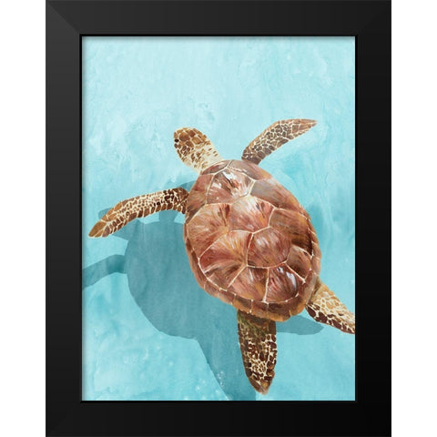 Ocean Deep Turtle II Black Modern Wood Framed Art Print by Isabelle Z