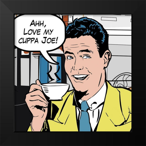 Java Comic II Black Modern Wood Framed Art Print by Fischer, David