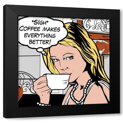 Java Comic III Black Modern Wood Framed Art Print with Double Matting by Fischer, David