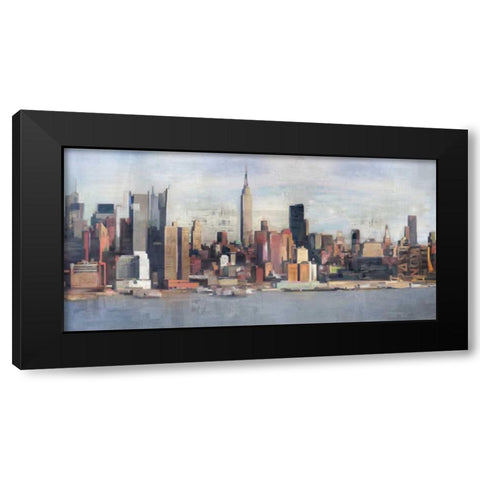 New York Skyline Black Modern Wood Framed Art Print with Double Matting by Fischer, David
