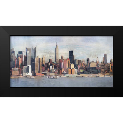 New York Skyline Black Modern Wood Framed Art Print by Fischer, David