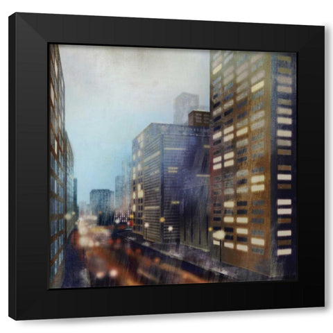 Twilight City Black Modern Wood Framed Art Print by Fischer, David