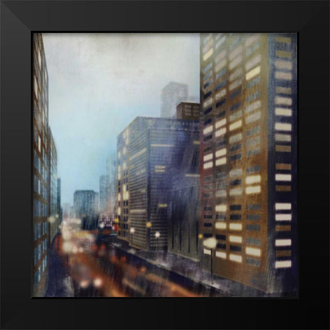 Twilight City Black Modern Wood Framed Art Print by Fischer, David